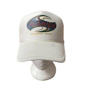 Vtg Florida Sunshine State Trucker Hat Snapback Mesh White